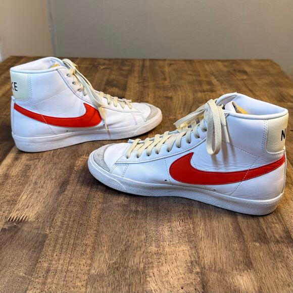 Nike Sneaker Blazer Mid '77 Vintage High Top Leather White Habanero Red Men’s 9 - Picture 3 of 10